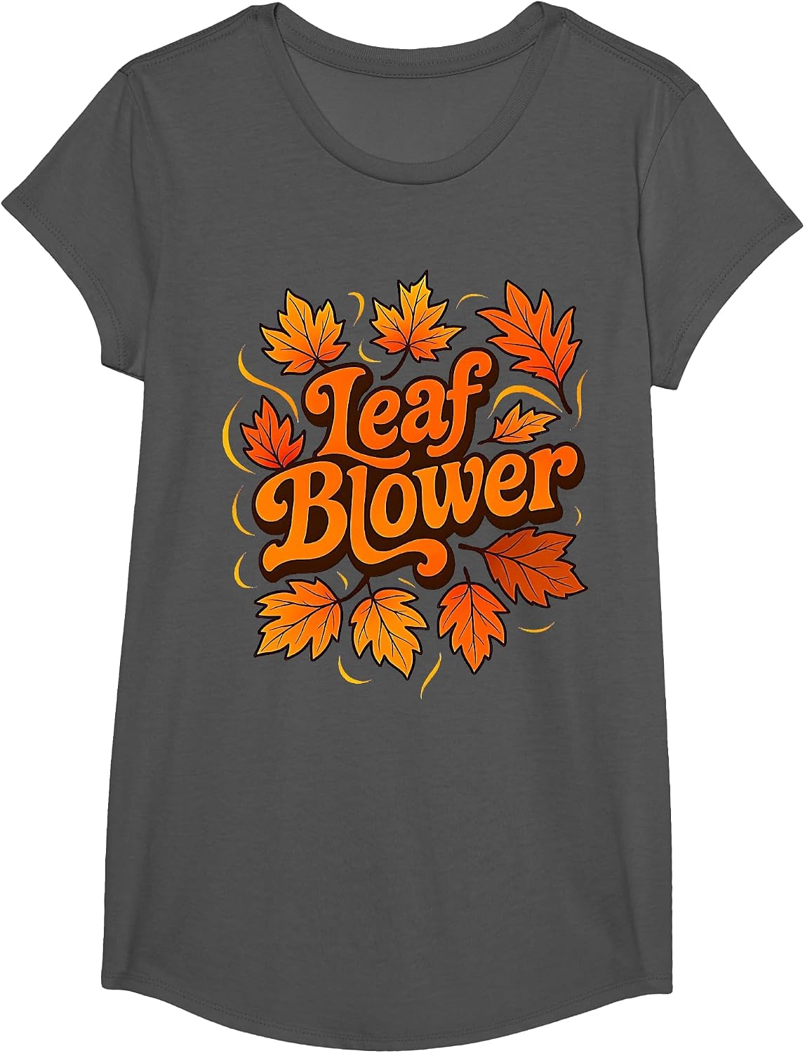 Funny Leaf Blower Fall Costume Couple Halloween Matching T-Shirt - Girls Asphalt Grey