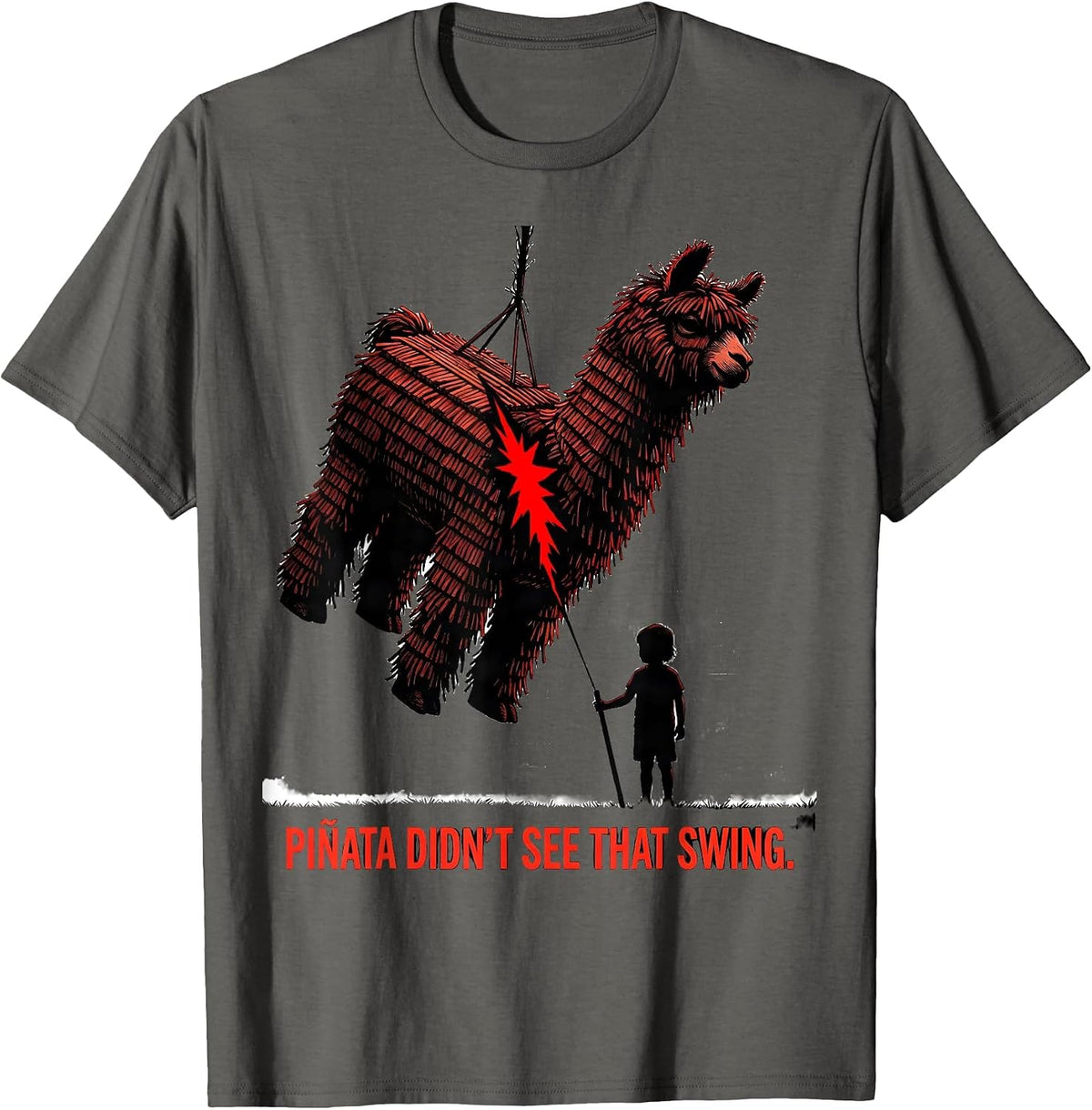 Men's Piñata Didn't See That Swing Funny Bruh Its My Birthday T-Shirt - Asphalt Grey