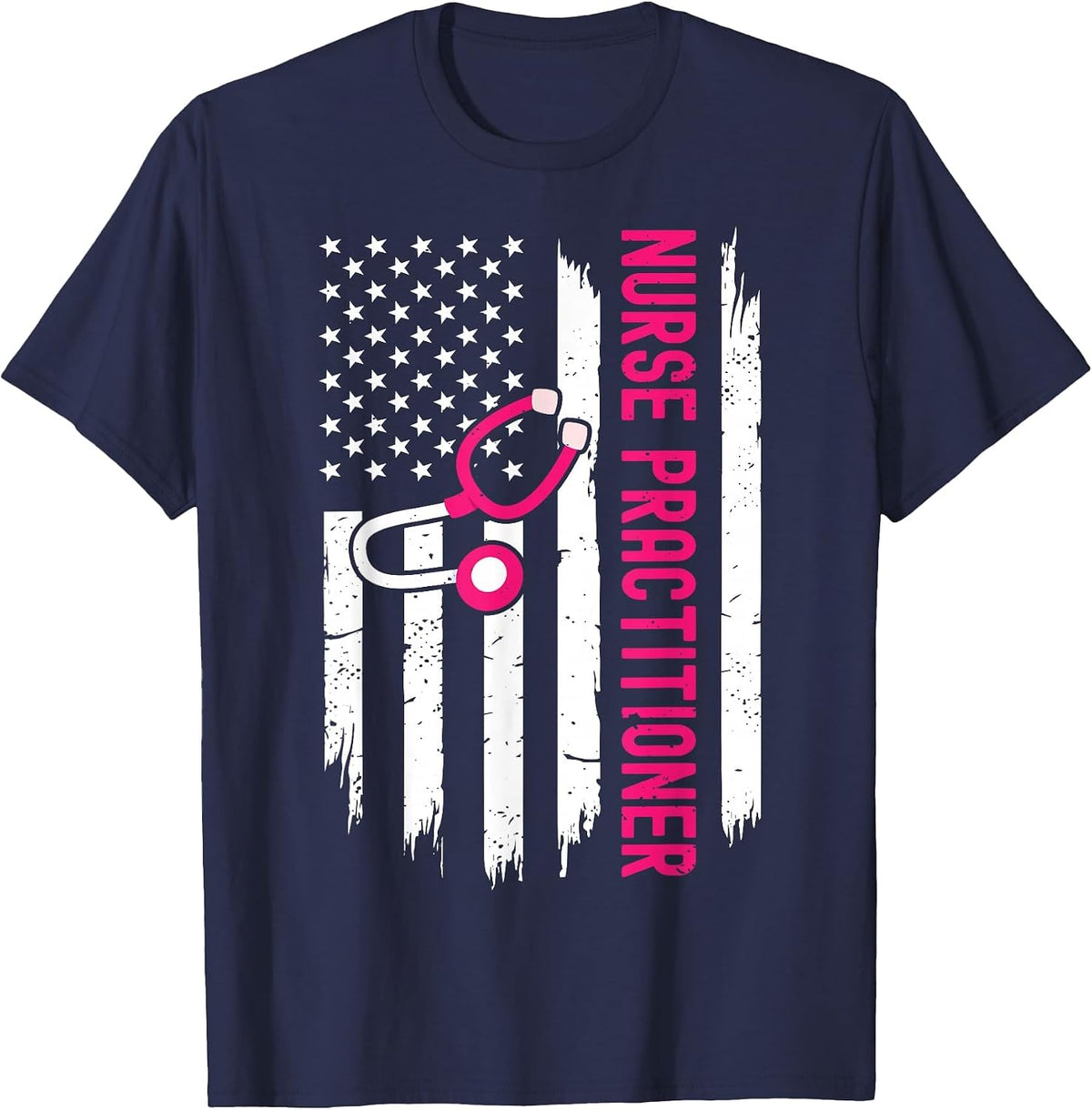Nurse Practitioner American Flag 4th of July NP Nursing T-Shirt - Navy Blue