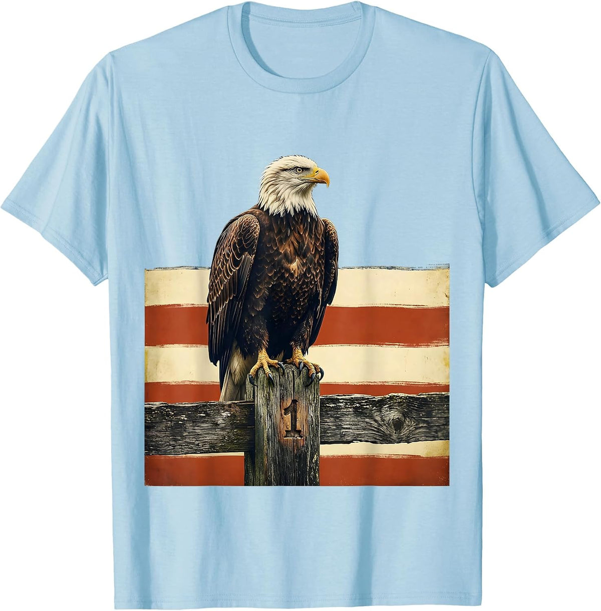 Men's Bald Eagle Flag 250th Anniversary Vintage Patriotic T-Shirt - Baby Blue