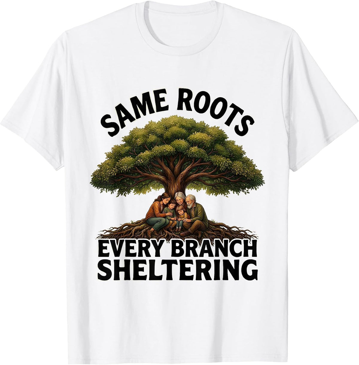 Men's Same Roots Every Branch Sheltering Family Reunion Matching T-Shirt - White