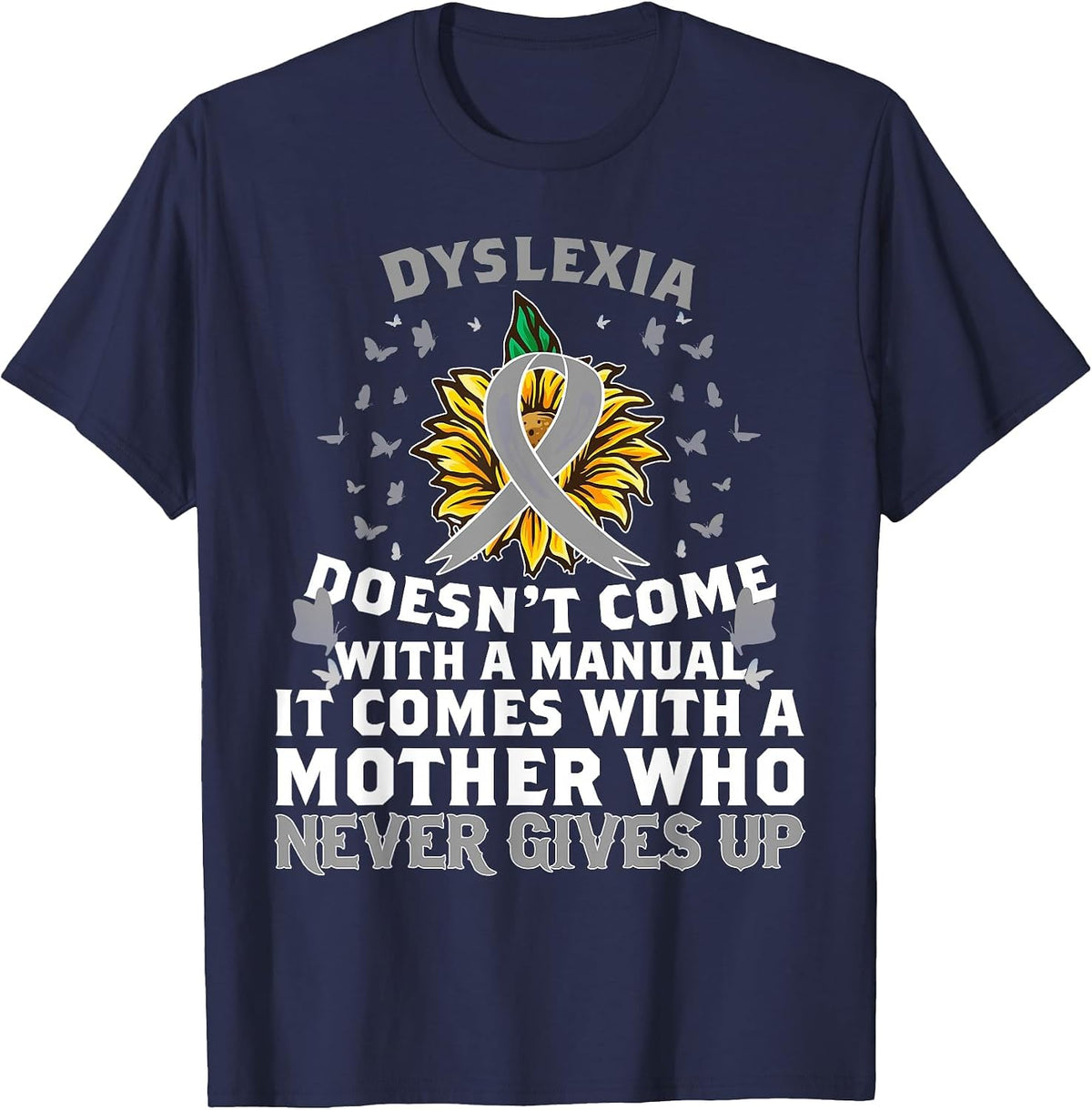 Dyslexia Awareness Mother Dyslexic Warrior T-Shirt - Navy Blue
