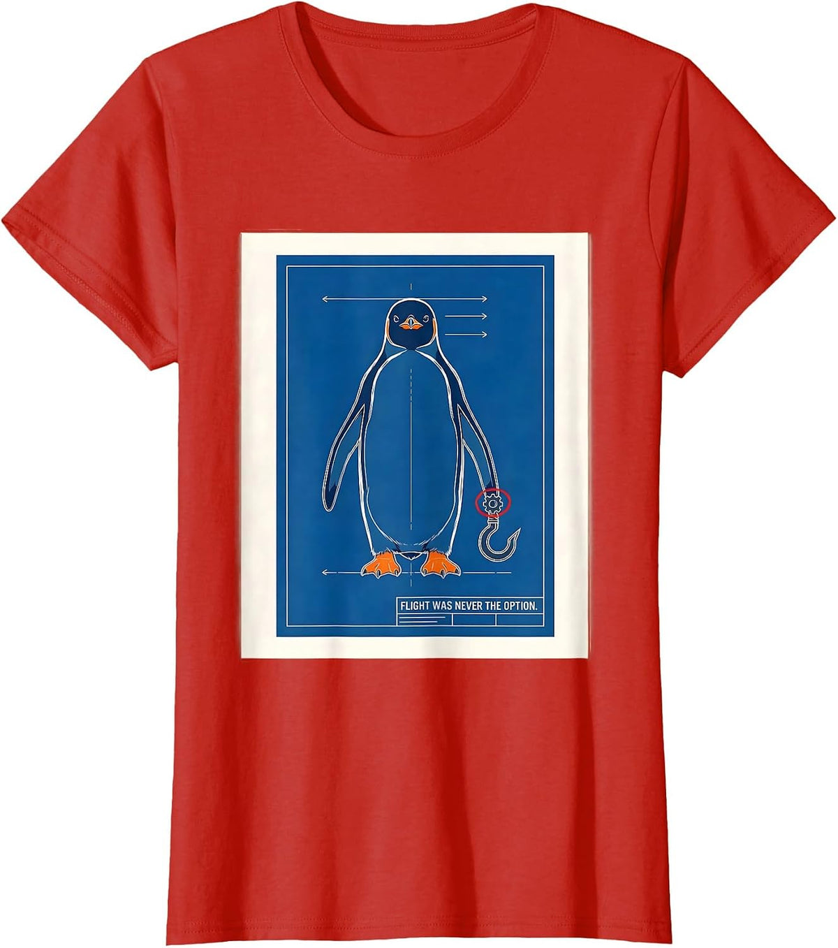 Flight Was Never The Option Tactical Penguin Dark Humor T-Shirt - Red
