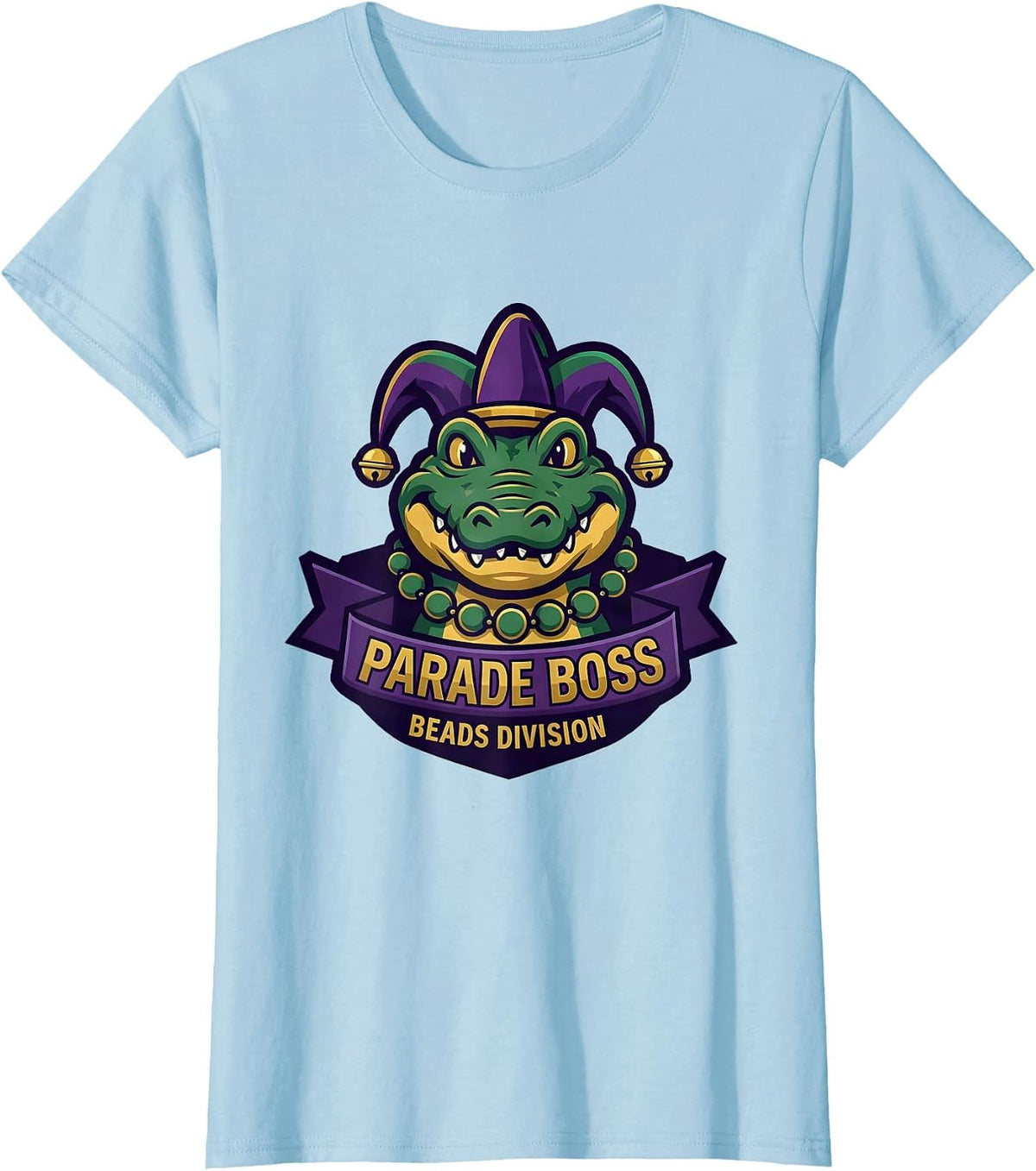 Women's Parade Boss Beads Division Mardi Gras Carnival Costume Party T-Shirt - Baby Blue
