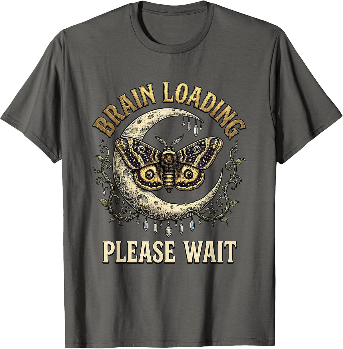 Brain Loading Please Wait Funny Graphic Design T-Shirt - Asphalt Grey