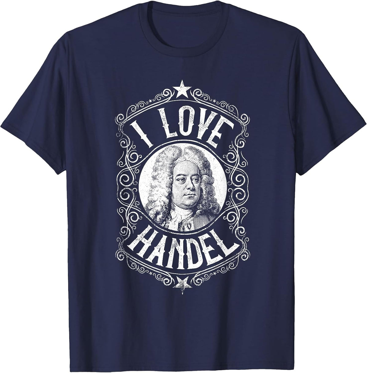German Classical Music Composer - George Frideric Handel T-Shirt - Navy Blue