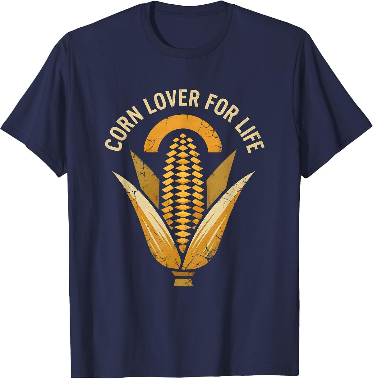 Men's Corn Lover For Life Funny Corn Design T-Shirt - Navy Blue
