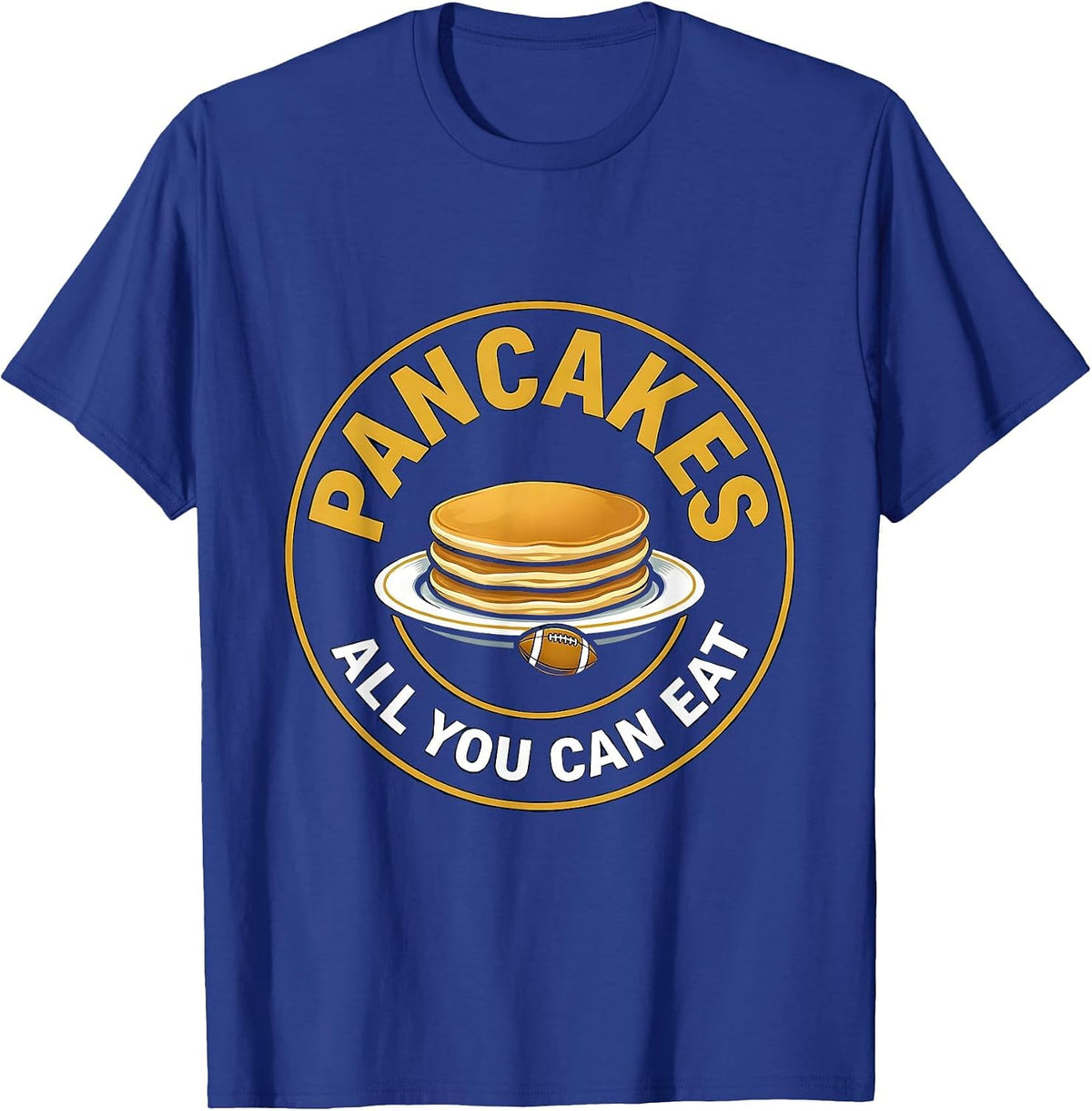 Pancakes All You Can Eat Funny Football Lineman Vintage T-Shirt - Royal Blue