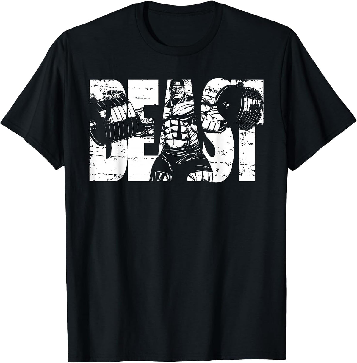 Gym Beast Bodybuilding Workout Motivation Tee Weightlifting T-Shirt - Black