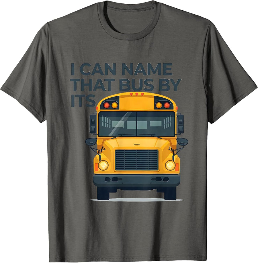 I Can Name That Bus By Its Funny School Bus Driver Halloween T-Shirt - Asphalt Grey