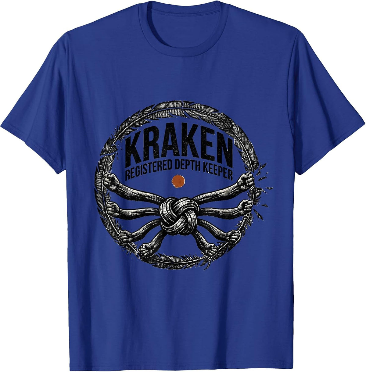 Men's Kraken Registered Depth Keeper Rubber Stamp Octopus Lover T-Shirt - Royal Blue