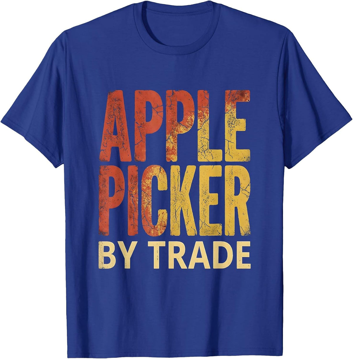 Men's Apple Picker By Trade Orchard Harvest Design T-Shirt - Royal Blue