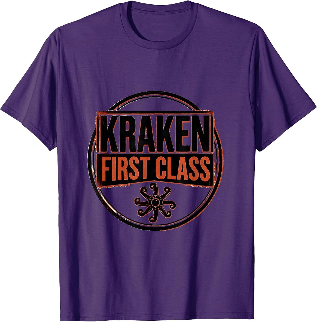 Kraken, First Class Wood Type Letterpress Octopus Lover T-Shirt - Purple