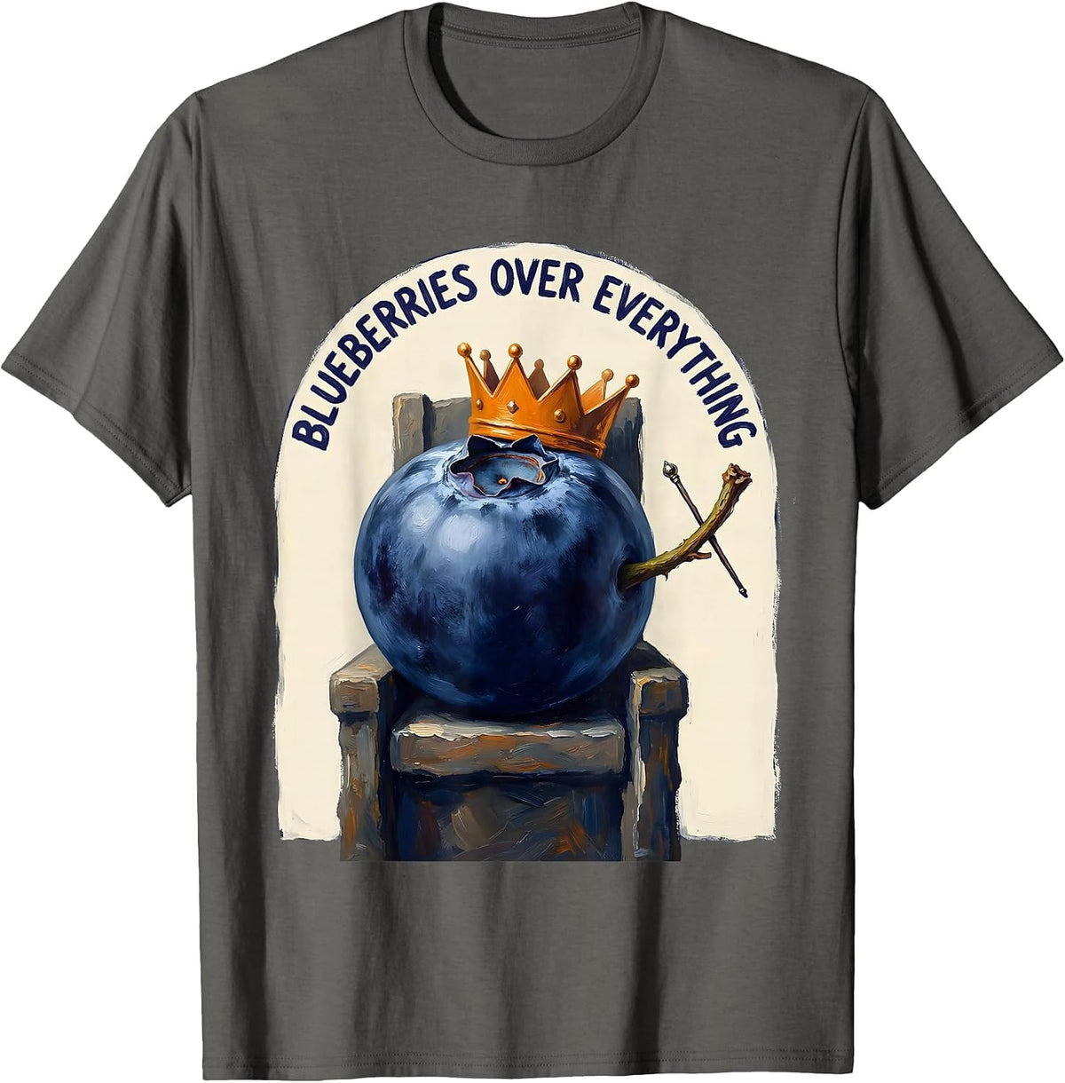 Men's Blueberries Over Everything Fruit Lover Design T-Shirt - Asphalt Grey