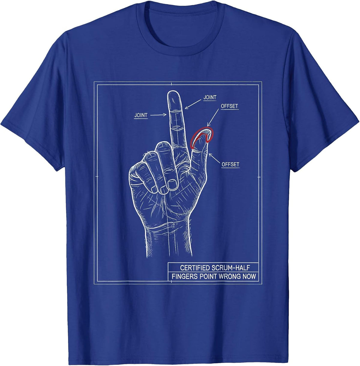 Men's Certified Scrum-Half. Fingers Point Wrong Now Funny Rugby T-Shirt - Royal Blue