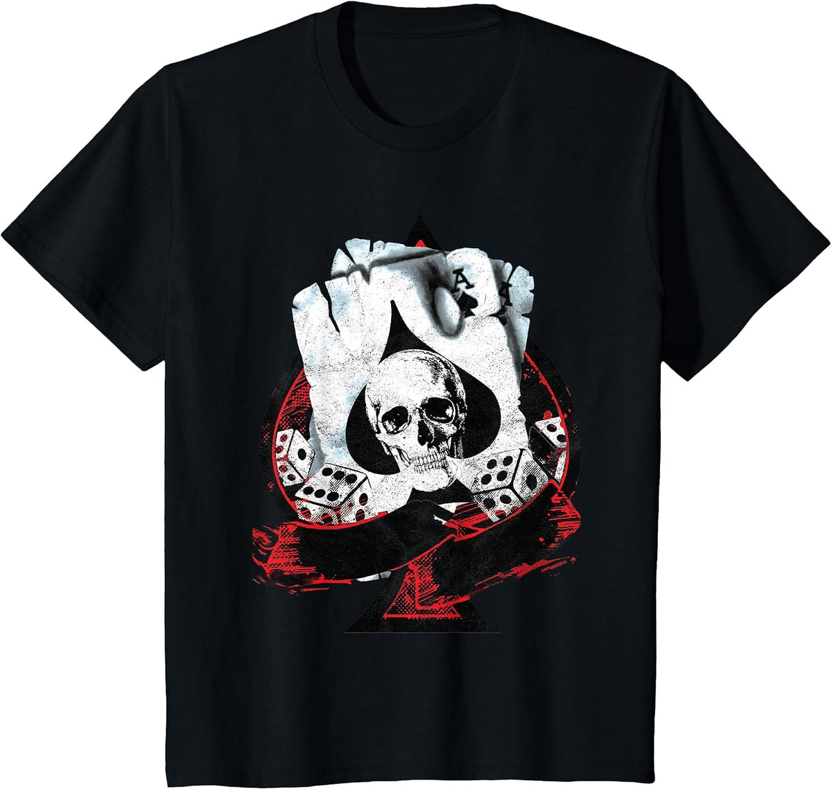 Scorched Ace of Spades Dice Poker Player T-Shirt - Black