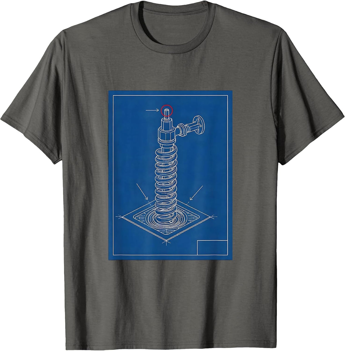 Plumber Drain Auger Technical Blueprint Funny Pipefitter T-Shirt - Asphalt Grey