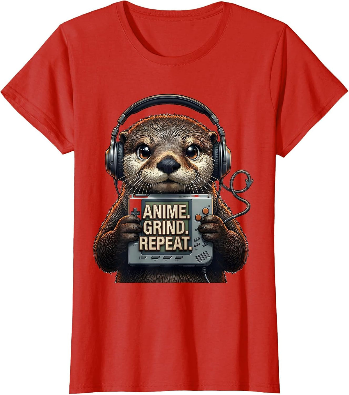 Anime Grind Repeat Anime Gamer Mascot Otaku Novelty Gift T-Shirt - Red