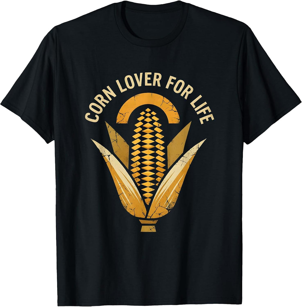Men's Corn Lover For Life Funny Corn Design T-Shirt - Black