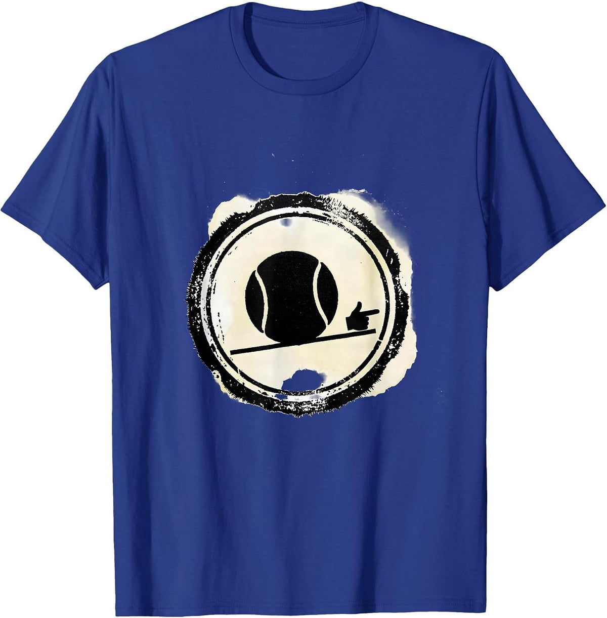 Rubber Stamp Tennis Ball Baseline Humor T-Shirt - Royal Blue