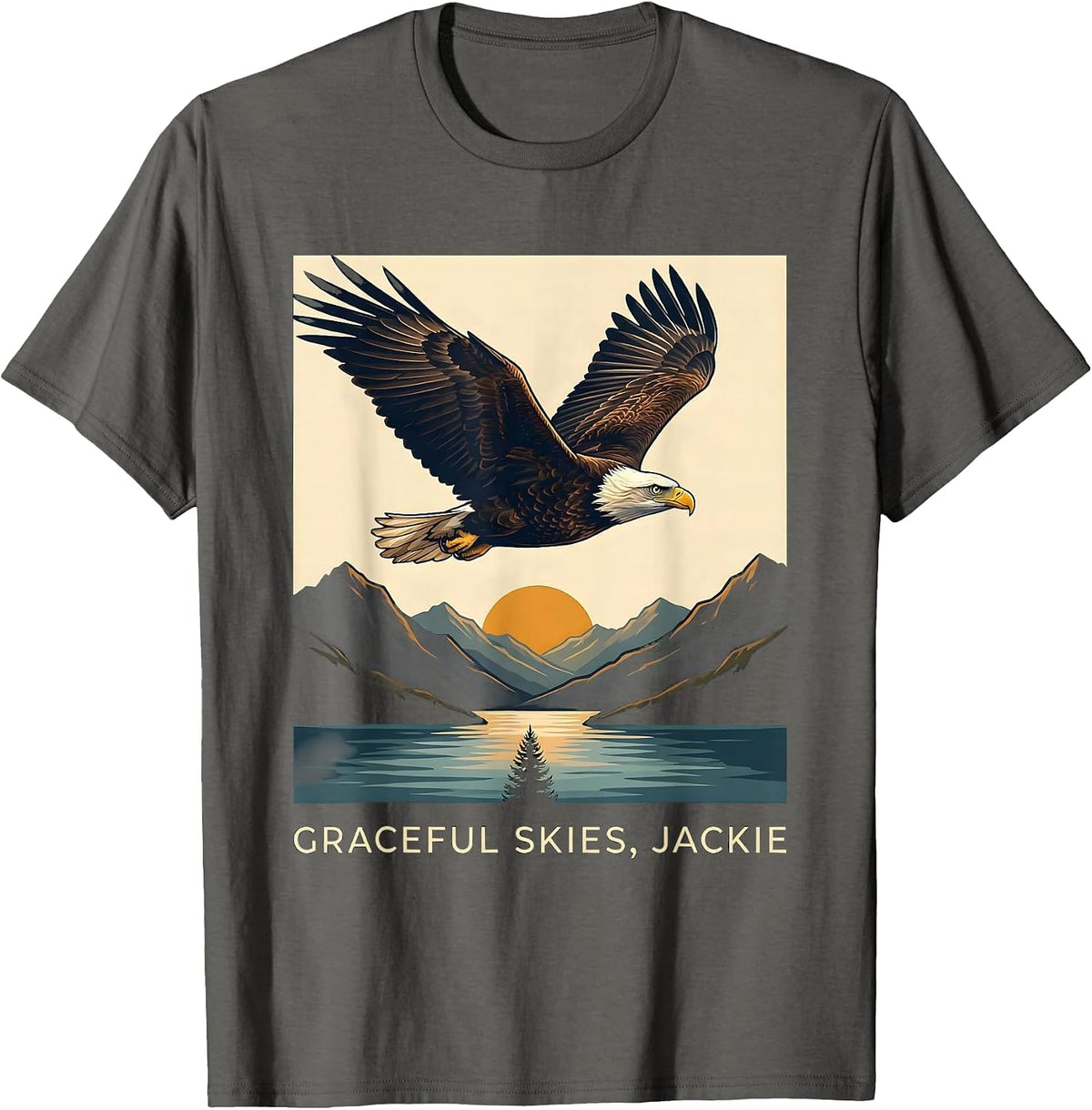 Men's Graceful Skies Jackie Bald Eagle Memorial Tribute Big Bear T-Shirt - Asphalt Grey