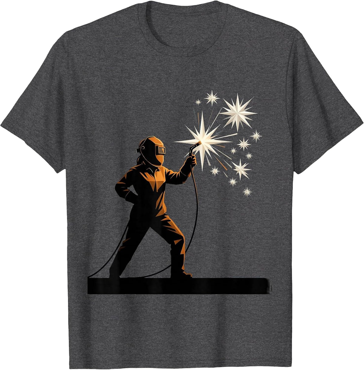 Labor Day Woman Welder Sparks Flying Graphic T-Shirt - Dark Heather Grey