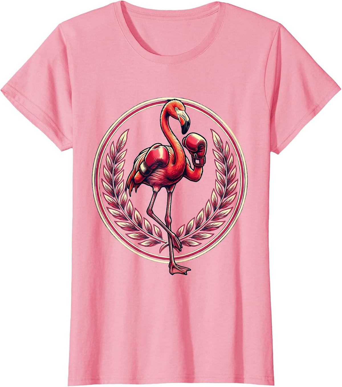 Women's Flamingo Boxing Gloves Novelty Graphic T-Shirt - Pink