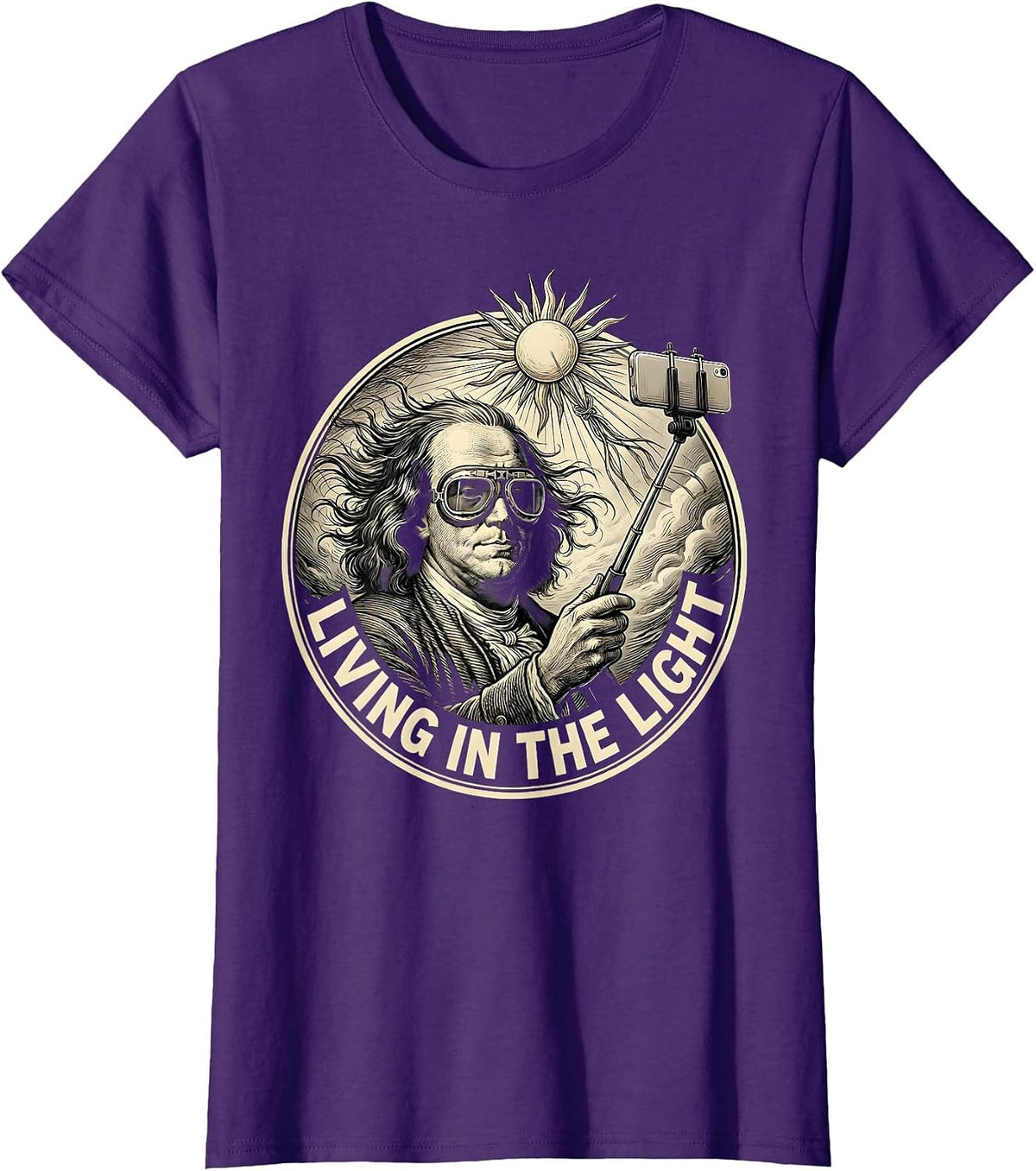 Women's Living in the Light White Freedom Design T-Shirt - Purple