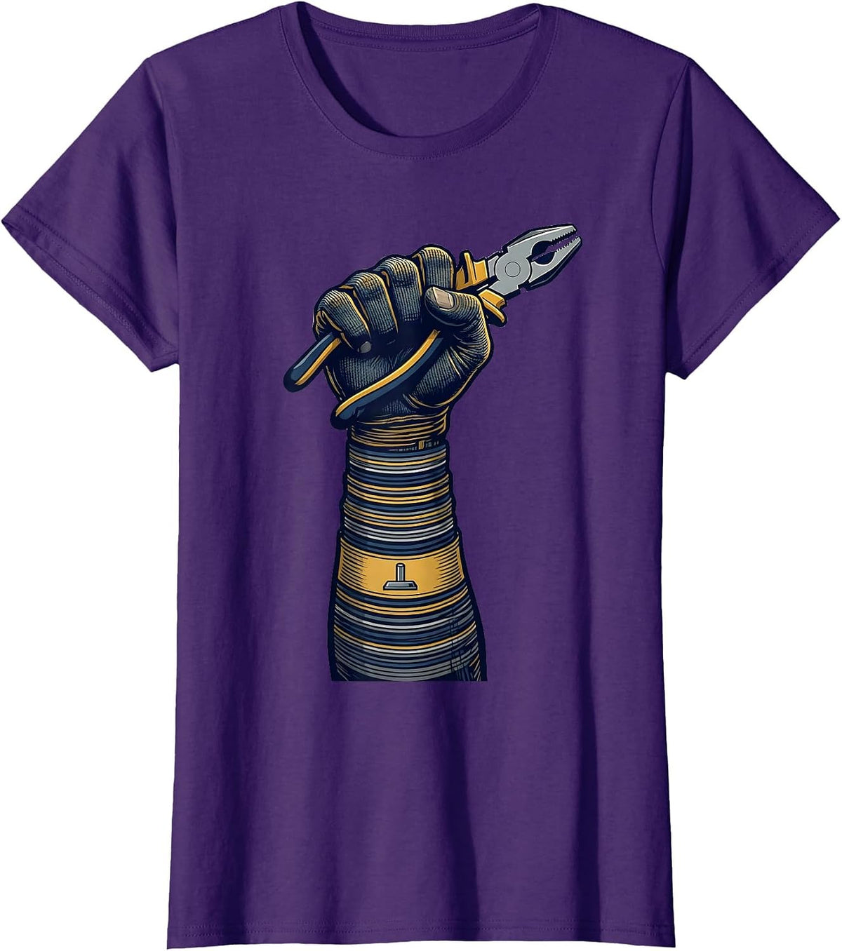 Women's Electrician Fist Wire Code Humor Gift T-Shirt - Purple