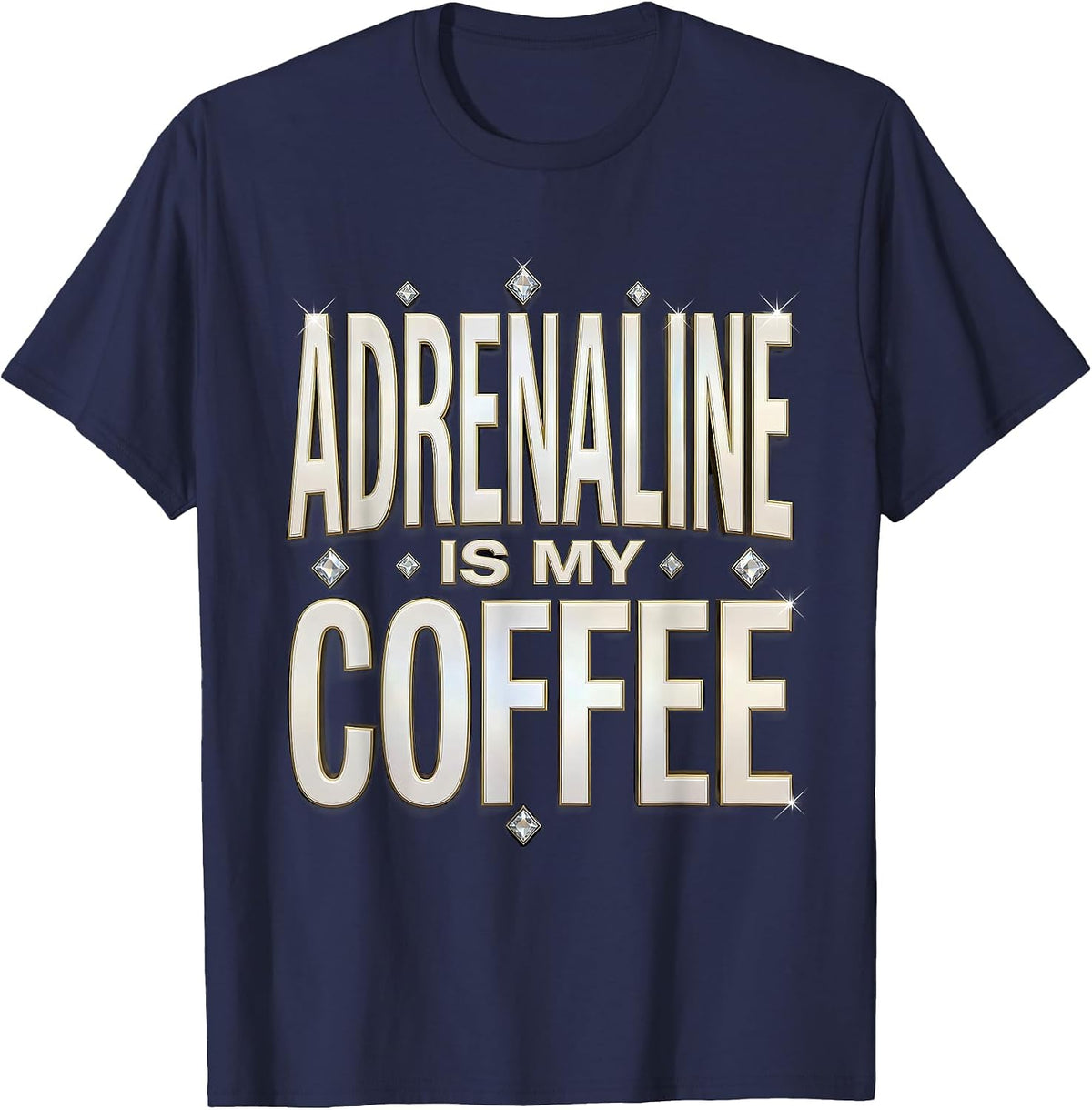 Men's Adrenaline Is My Coffee EMT Design T-Shirt - Navy Blue