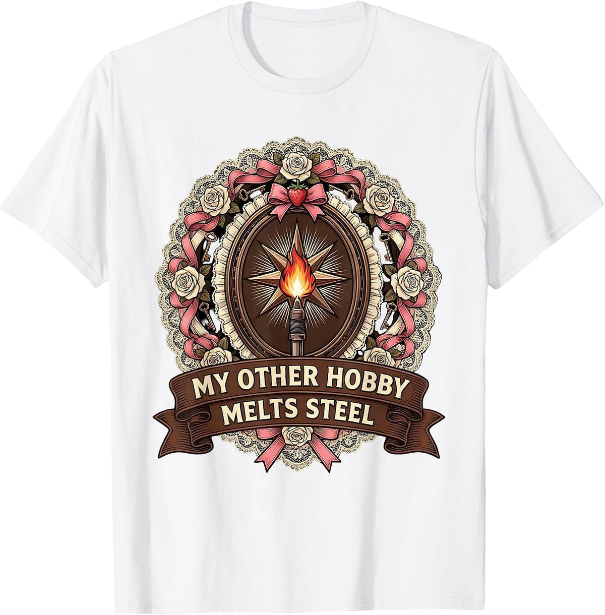 Men's My Other Hobby Melts Steel Welder Design T-Shirt - White