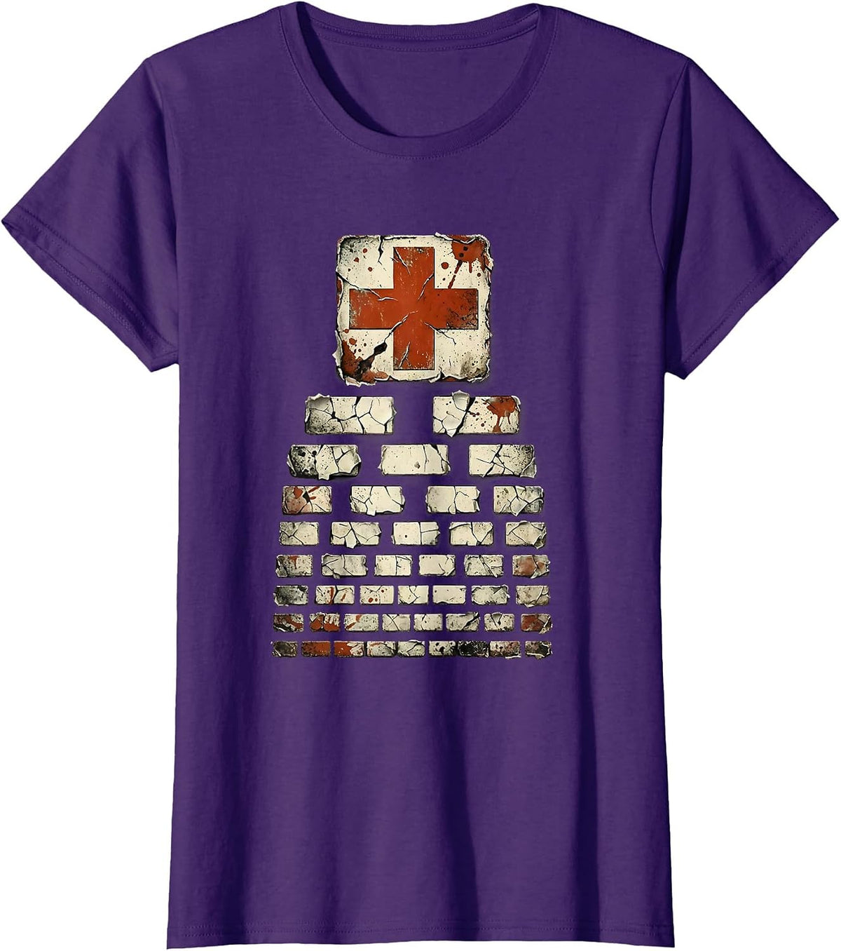Women's School Nurse Eye Chart Graphic Design T-Shirt - Purple
