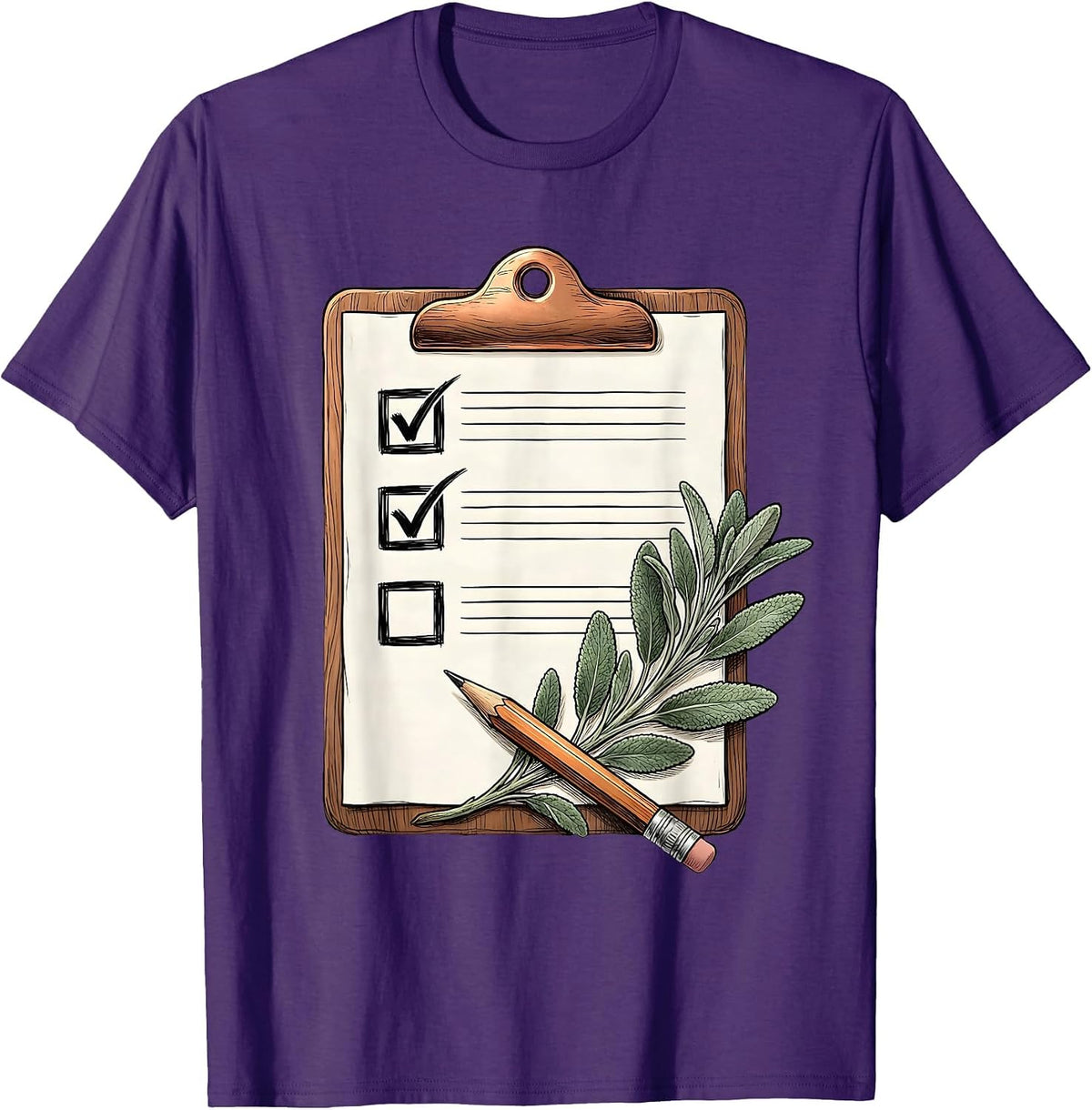 Paraprofessional Clipboard and Pencil Illustration T-Shirt - Purple