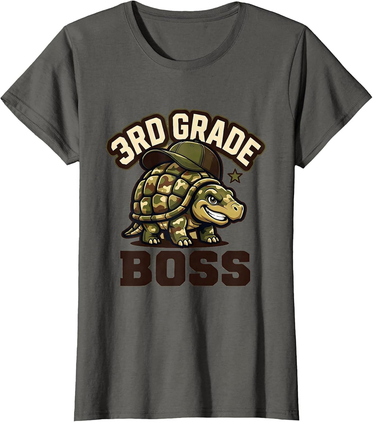 Women's 3rd Grade Boss Camo Third Grade Back To School Boys T-Shirt - Asphalt Grey