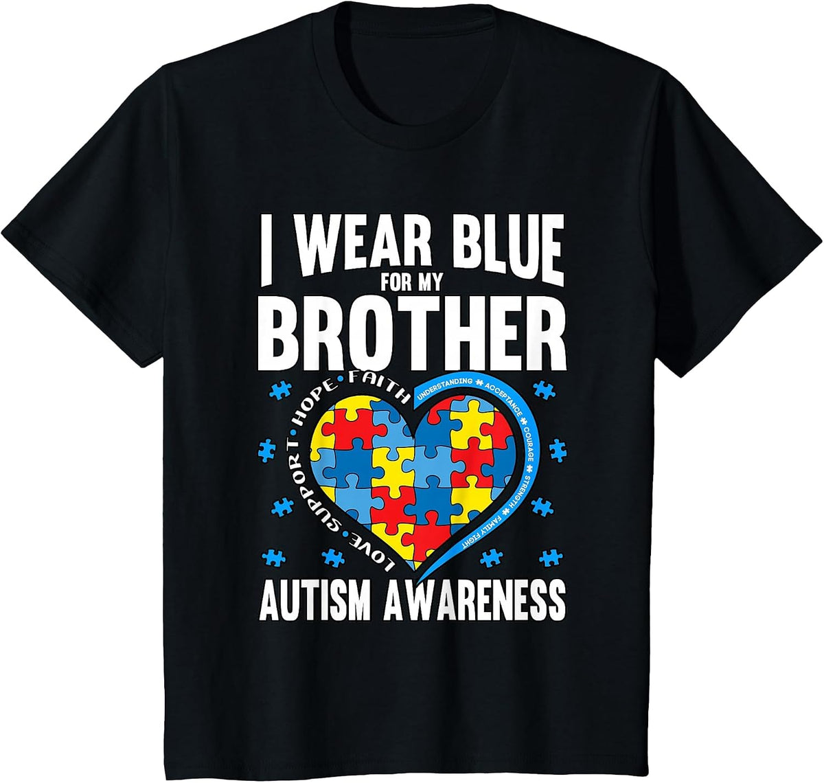 Autism Awareness Brother T-Shirt - Black