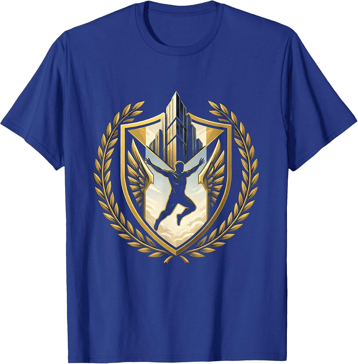 Base Jump Freedom Skyscraper Ledge Graphic T-Shirt - Royal Blue