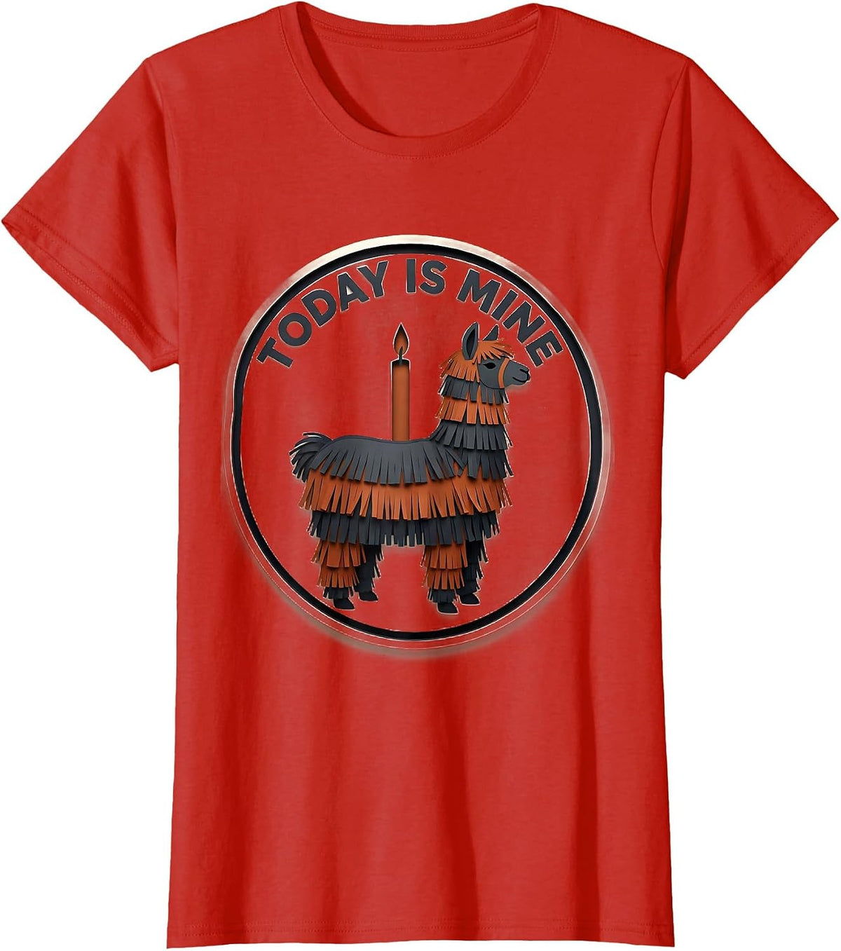 Today Is Mine Funny Llama Pinata Bruh Birthday Party T-Shirt - Red