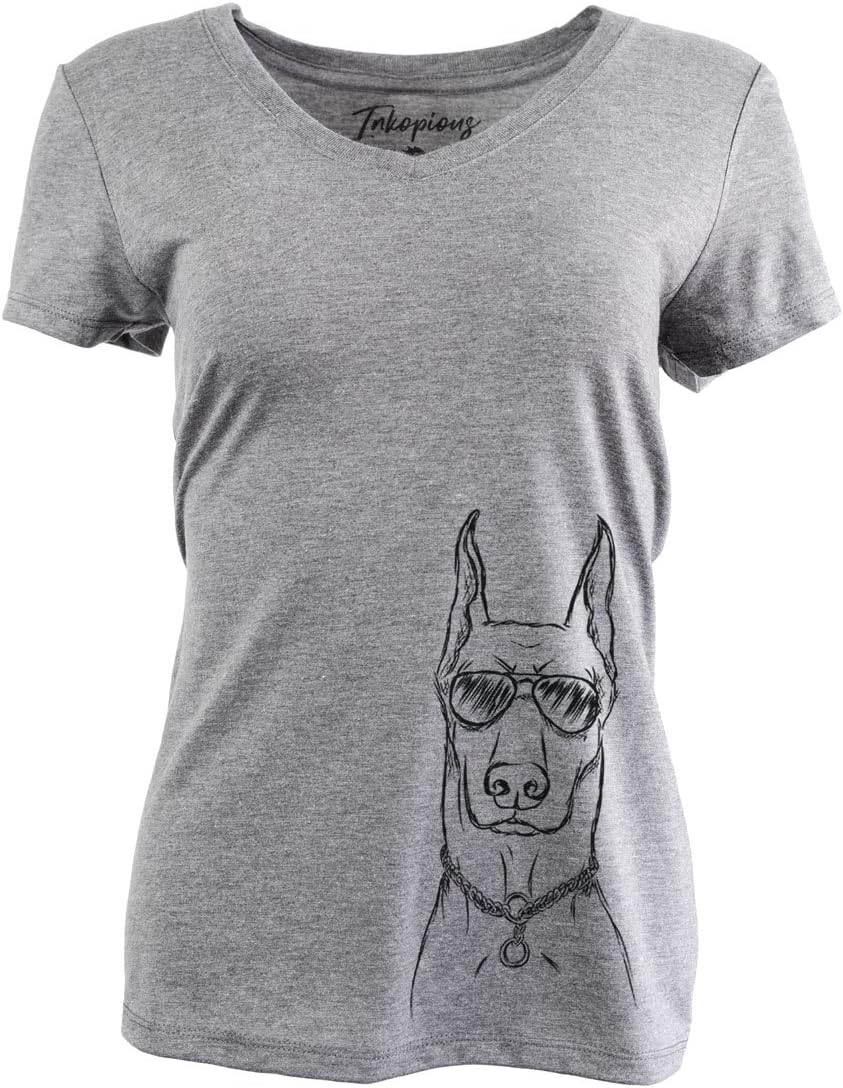Ace the Doberman Pinscher Women's Triblend T-Shirt - Grey Relaxed V-neck