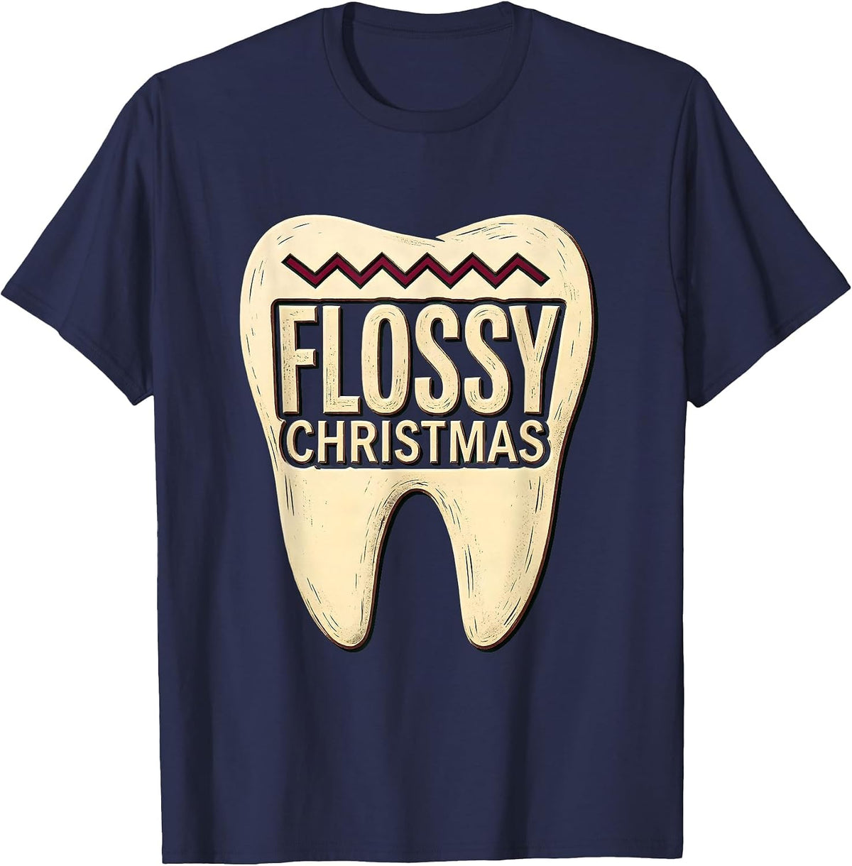 Flossy Christmas Funny Dental Christmas Dentist Dental T-Shirt - Navy Blue