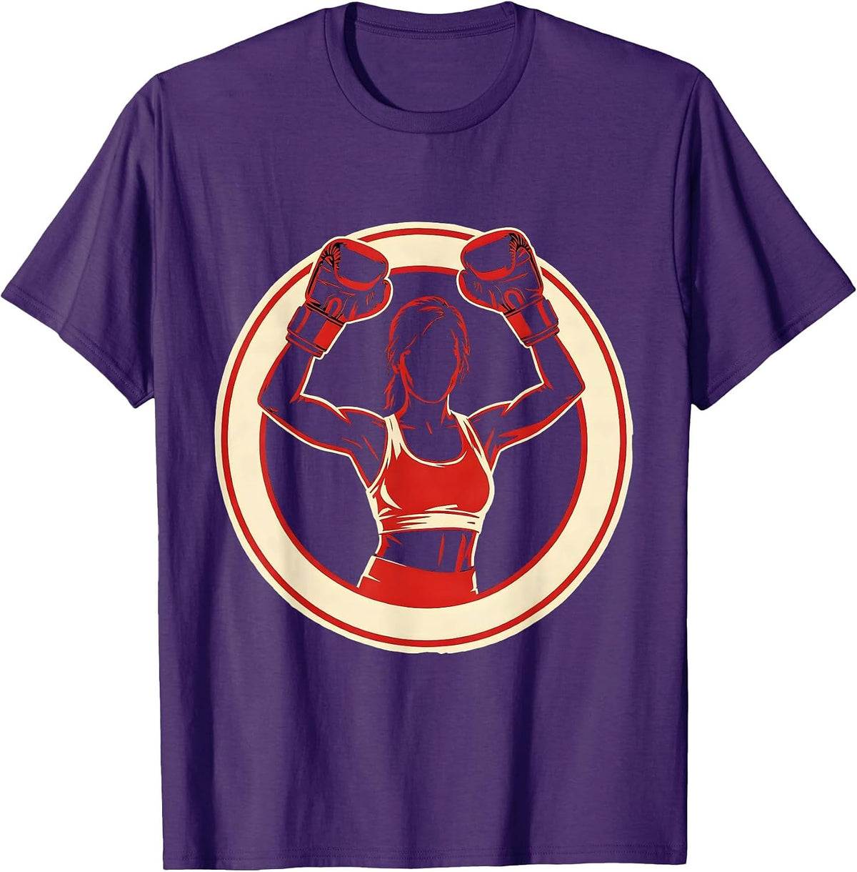 Men's Boxing Gloves Victory Raise Illustration T-Shirt - Purple