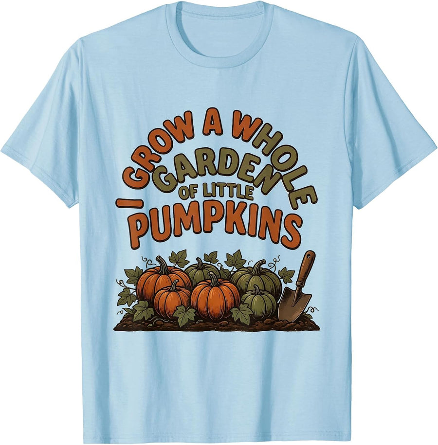 I Grow a Whole Garden of Little Pumpkins Vintage Teacher T-Shirt, Men, Baby Blue, 3X-Large - As Pictured