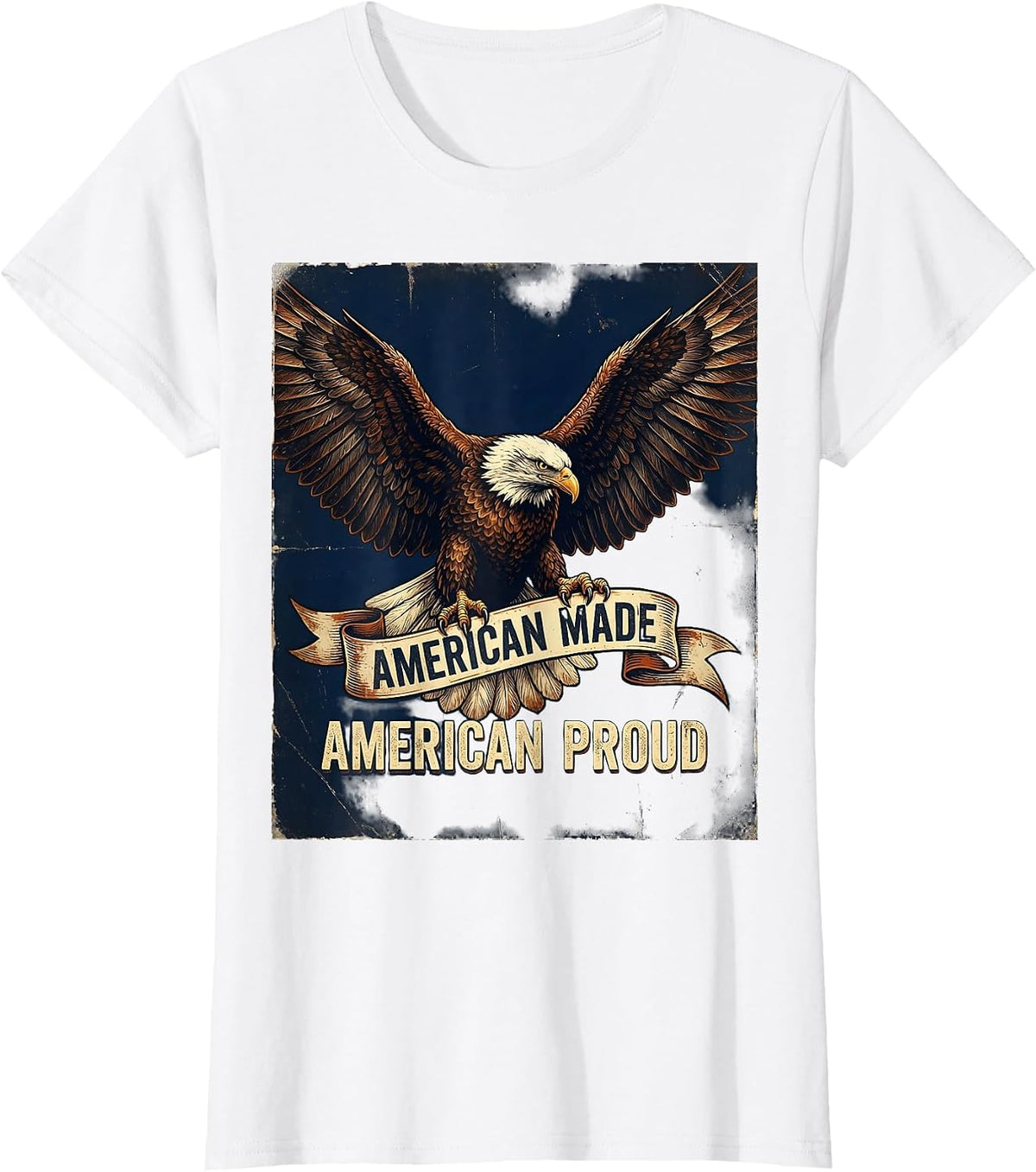 American Made American Proud Patriotic Design T-Shirt - White
