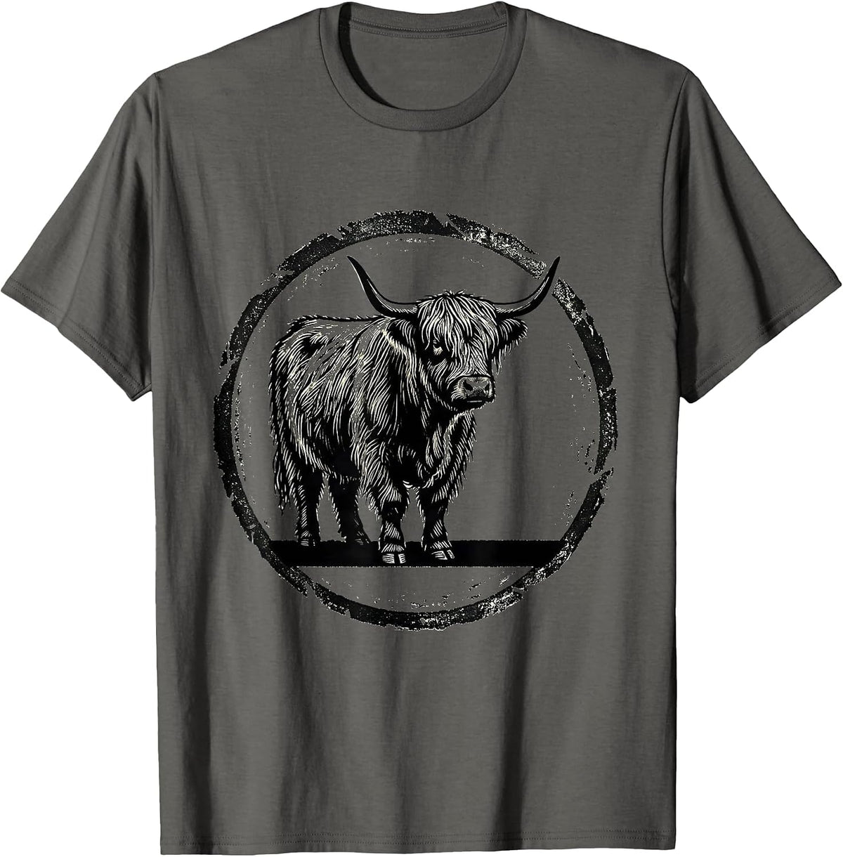 Sealed Highland Cow Rubber Stamp Funny Animal Lover T-Shirt - Asphalt Grey