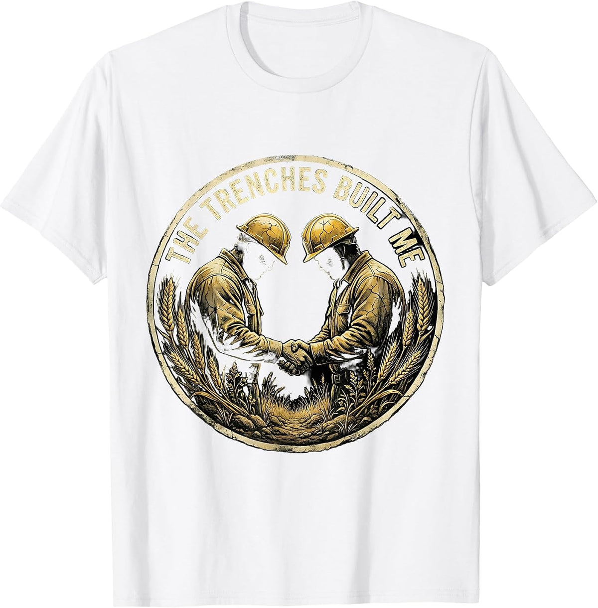 Men's The Trenches Built Me Football Lineman Design T-Shirt - White