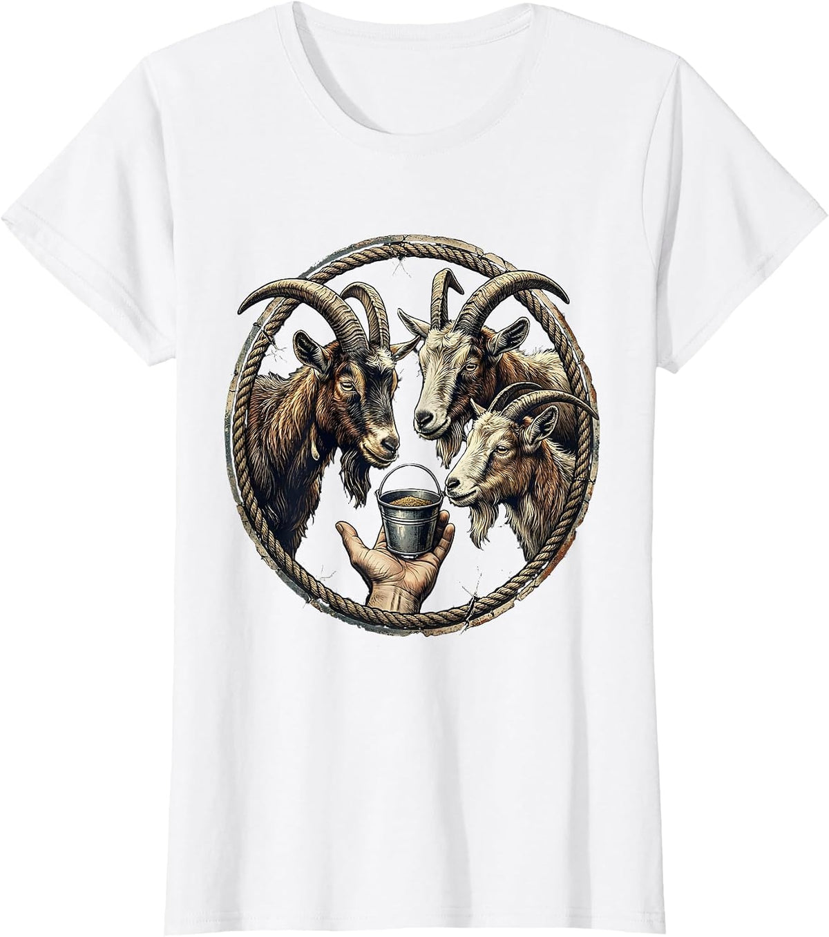 Women's Goat Keeper Distressed Farm Animal Humor T-Shirt - White