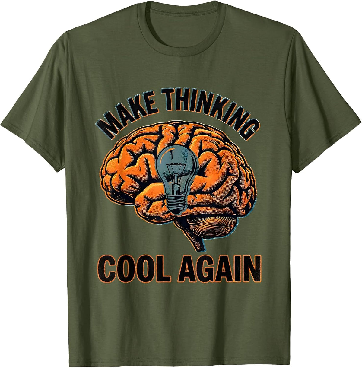 Men's Make Thinking Cool Again Graphic Design T-Shirt - Olive Green