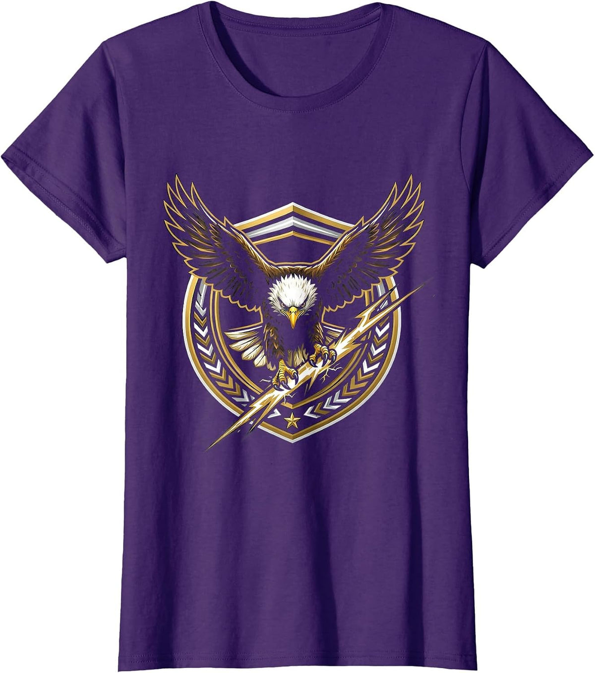 Women's Master Debater Eagle Lightning Bolt Graphic T-Shirt - Purple