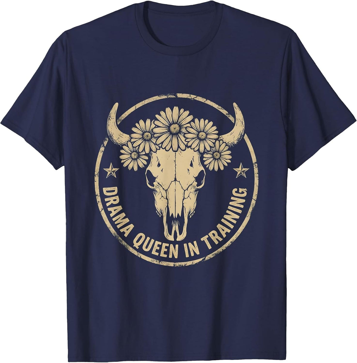 Drama Queen In Training Preschool Girl Design T-Shirt - Navy Blue