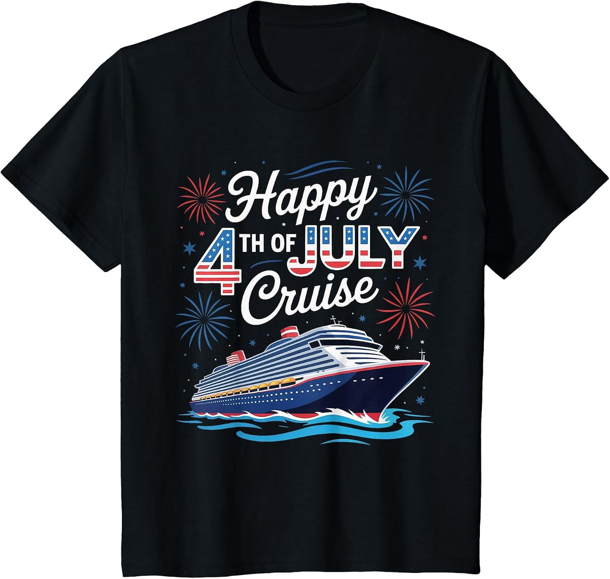 Happy 4th of July Cruise Patriotic Family Matching Cruise T-Shirt - Black
