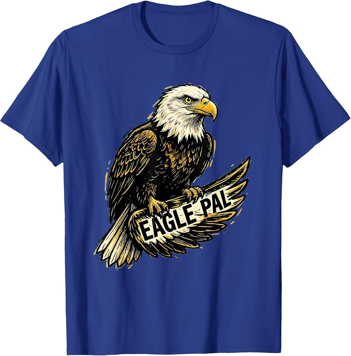 Men's Eagle Pal Playful Bald Eagle Mascot Fan Pride T-Shirt - Royal Blue